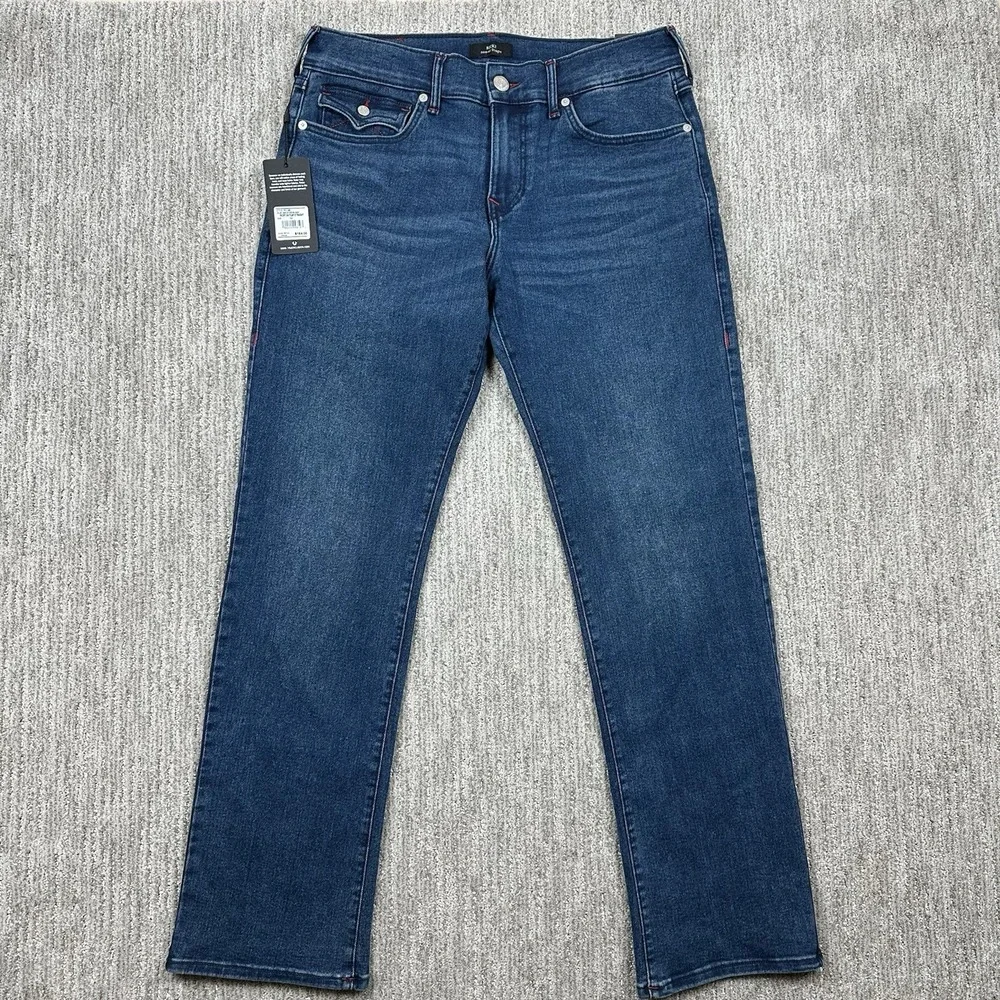 True Religion Ricky SN‎ Flap Straight Jeans Men's 32x32 Dark Shivering Wash NWT